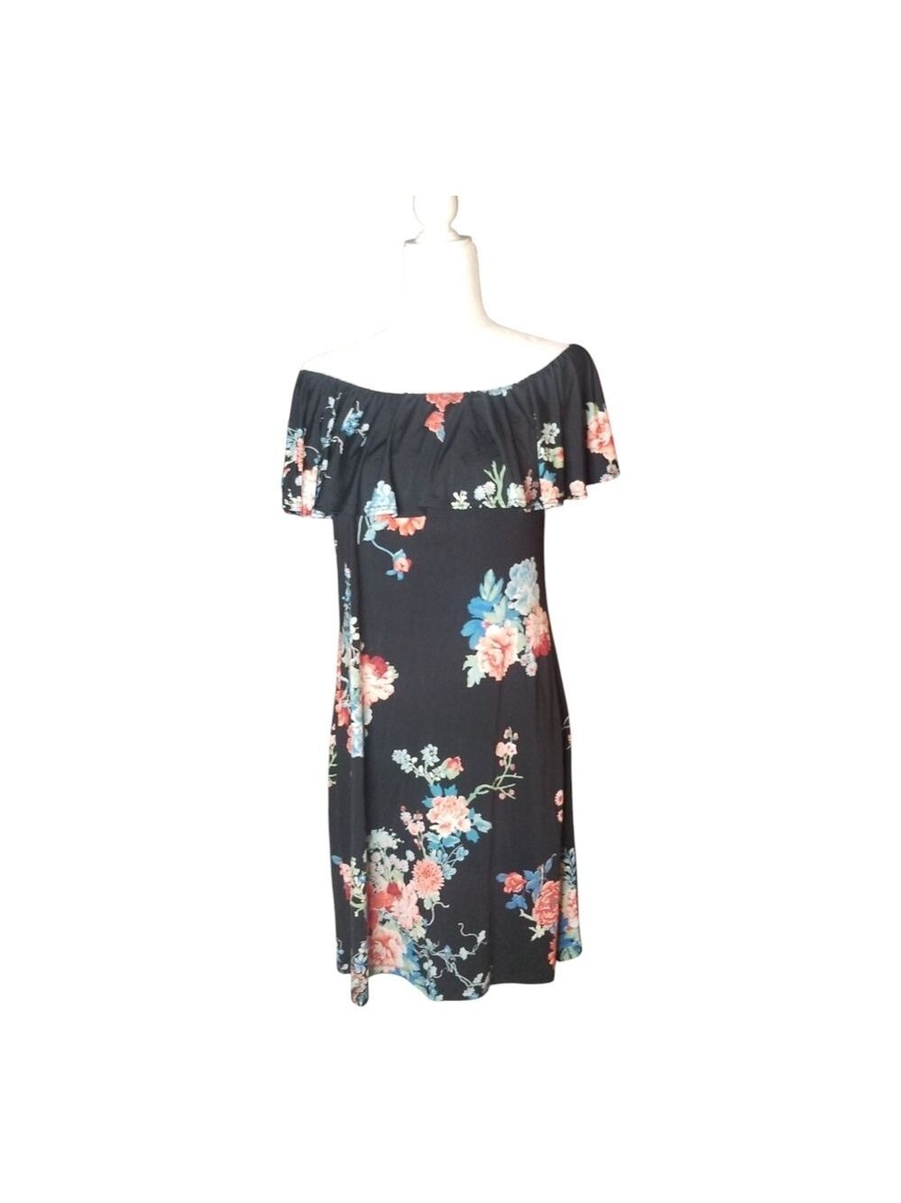 Renee C. Pink and Blue Ruffled Tiered Midi Dress